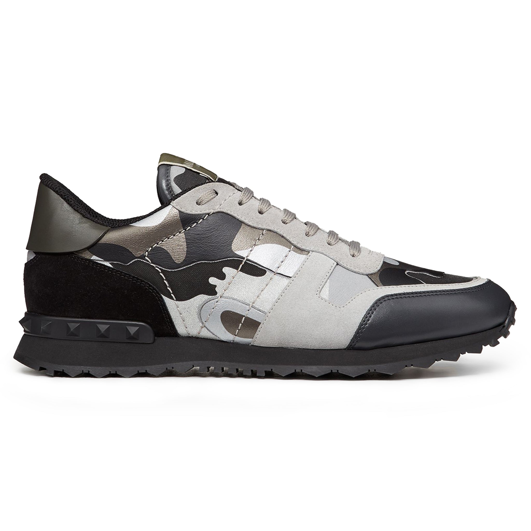 Image of Valentino Grey Black Camouflage Rockrunner Sneaker